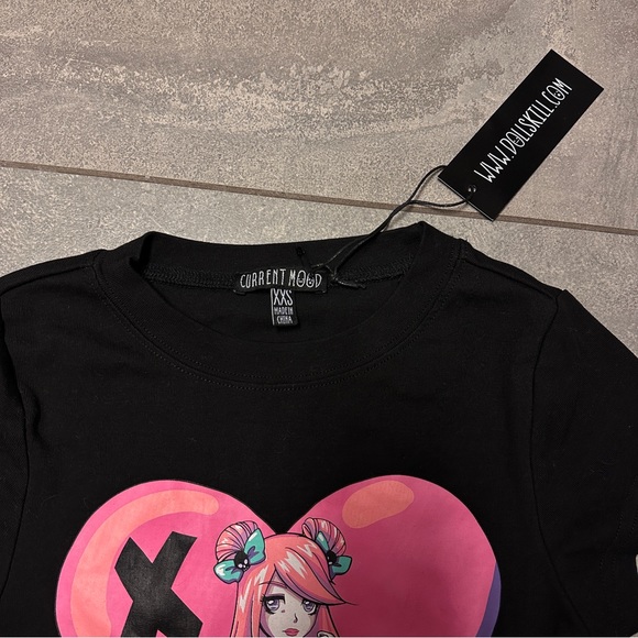 Dolls Kill Current Mood Digital World Anime Graphic Baby Tee Pastel Goth Anime - Picture 6 of 8